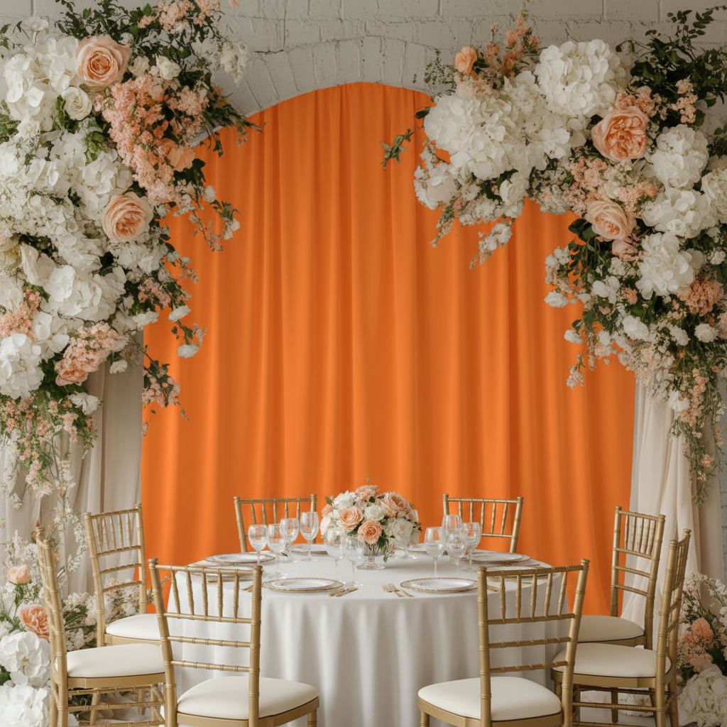 Spandex 4-way Stretch Backdrop Drape Curtain 10ft H x 60" W - Orange.