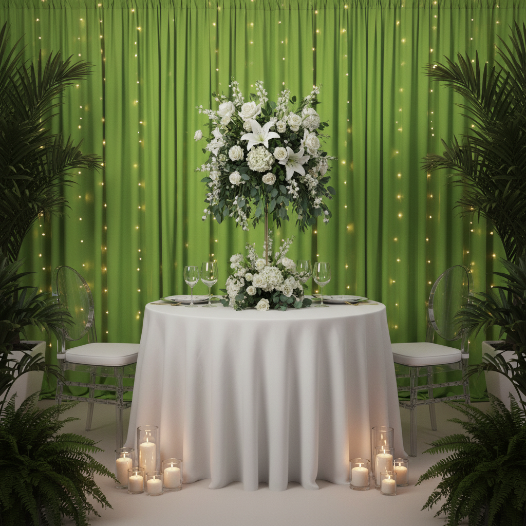 Spandex 4-way Stretch Backdrop Drape Curtain 12ft H x 60" W - Apple Green.