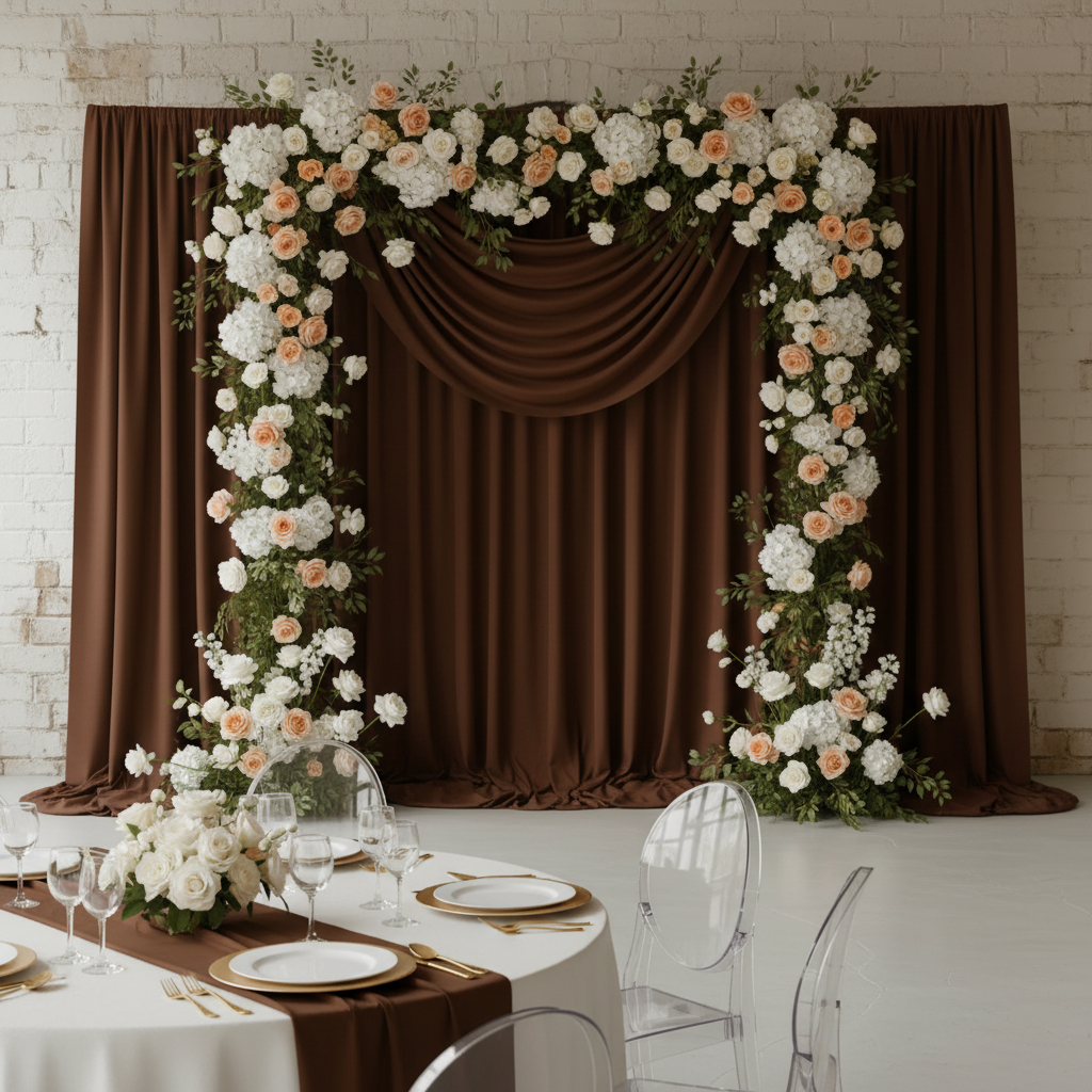 Spandex 4-way Stretch Backdrop Drape Curtain 16ft H x 60" W - Chocolate.