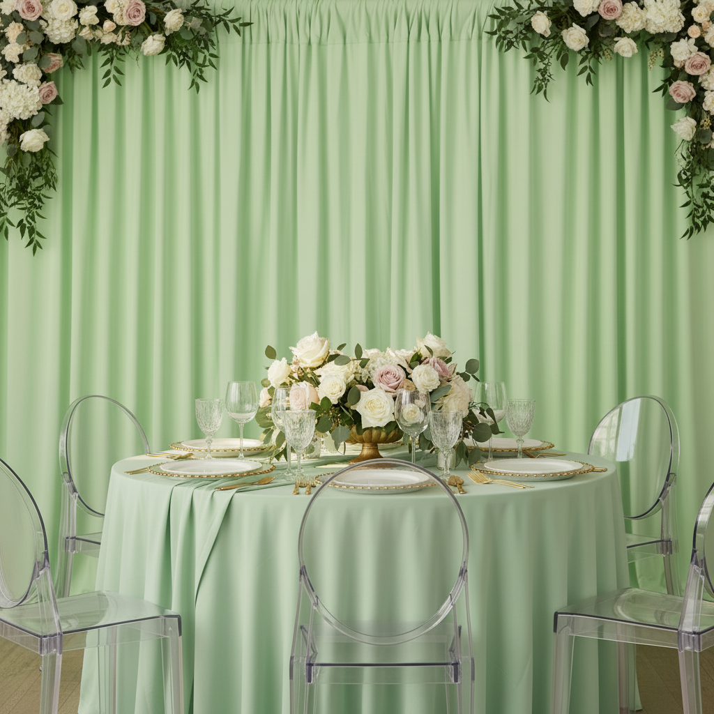 Spandex 4-way Stretch Backdrop Drape Curtain 12ft H x 60" W - Mint Green.