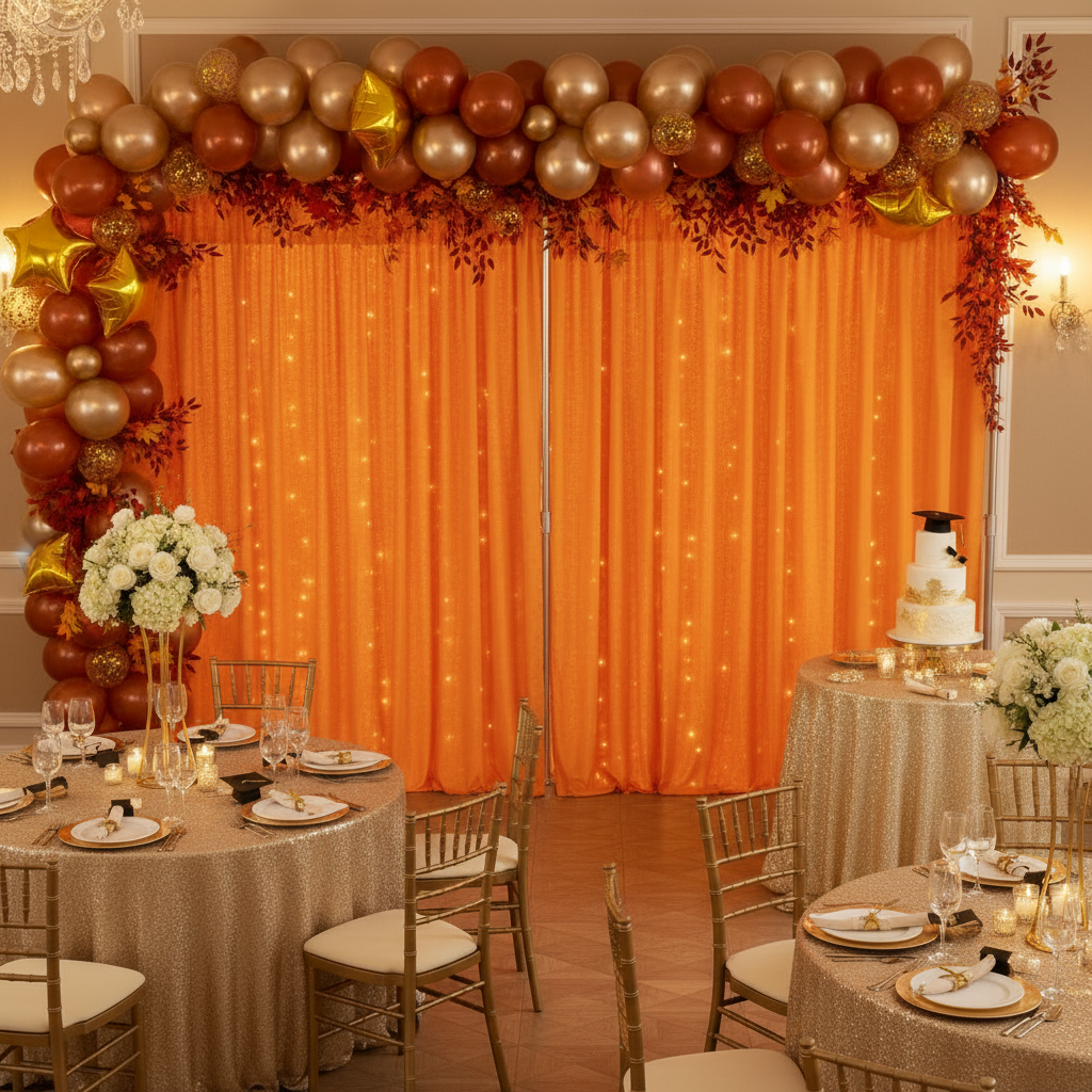 Spandex 4-way Stretch Backdrop Drape Curtain 18ft H x 60" W - Orange.