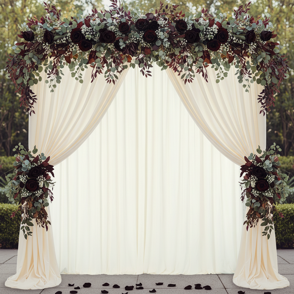 Spandex 4-way Stretch Drape Curtain 14ft H x 60" W - Ivory in Outdoor Reception.