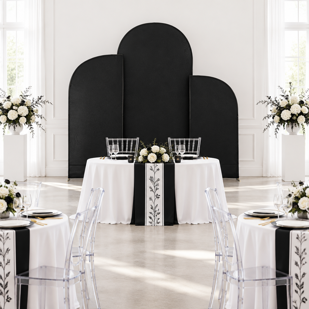 Spandex Arch Covers for Chiara Frame Backdrop 3pc/set - Black.
