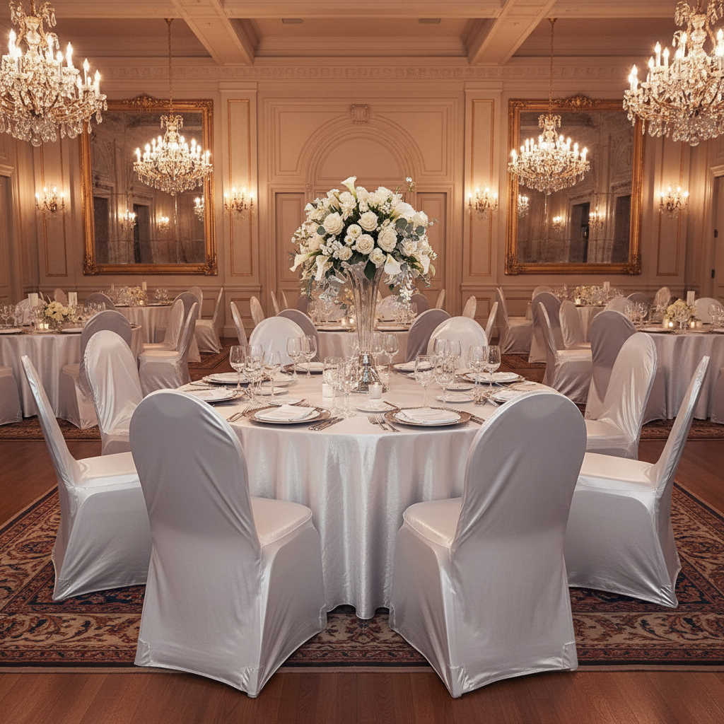 Spandex Banquet Chair Cover - Metallic Silver.