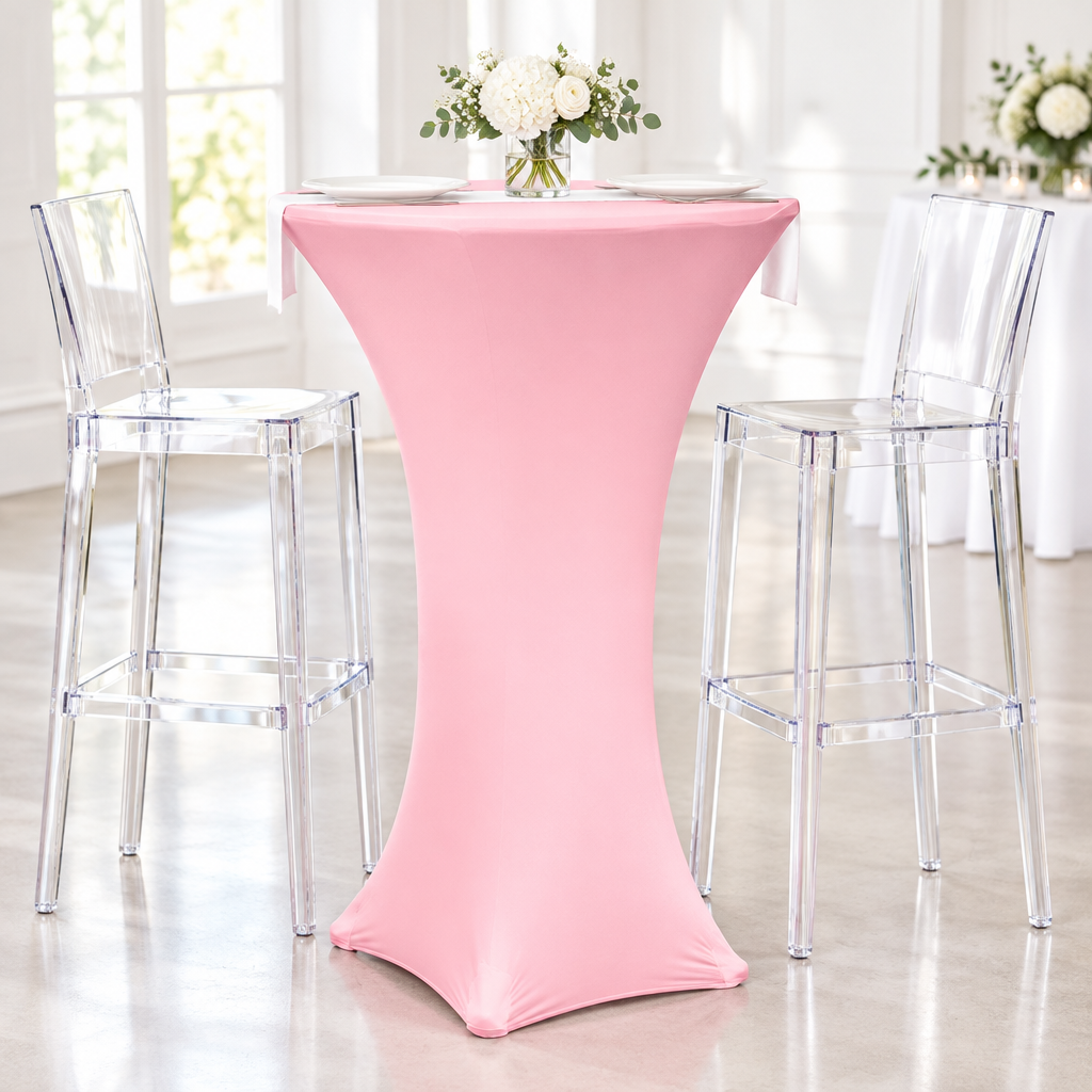 Spandex Cocktail Table Cover 36" Round - Pink.