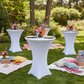 Spandex Cocktail Table Cover 36" Round - White in Picnic Reception.