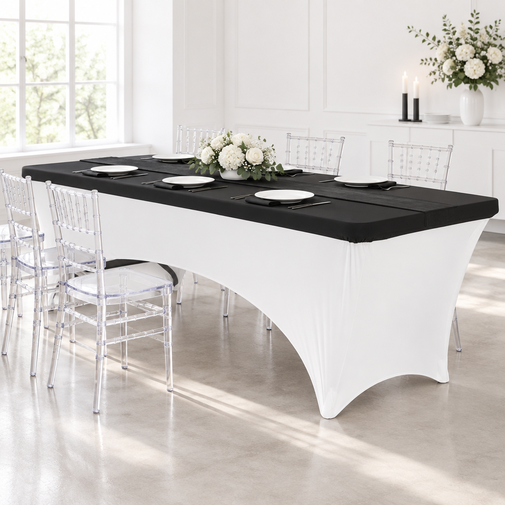 Spandex Table Topper/Cap 8 FT Rectangular - Black.