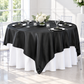 Square 90"x90" Satin Table Overlay - Black.