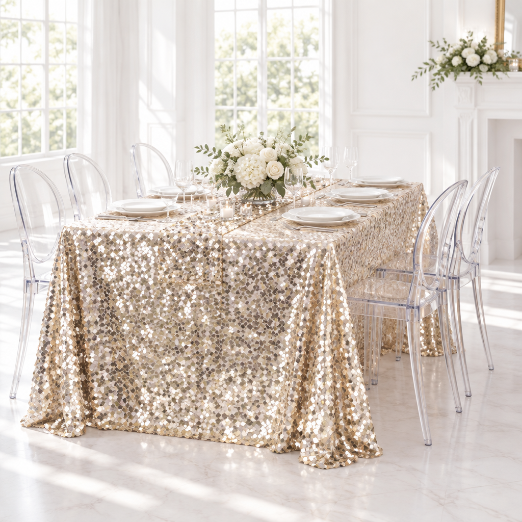 Square Payette Sequin Tablecloth 90