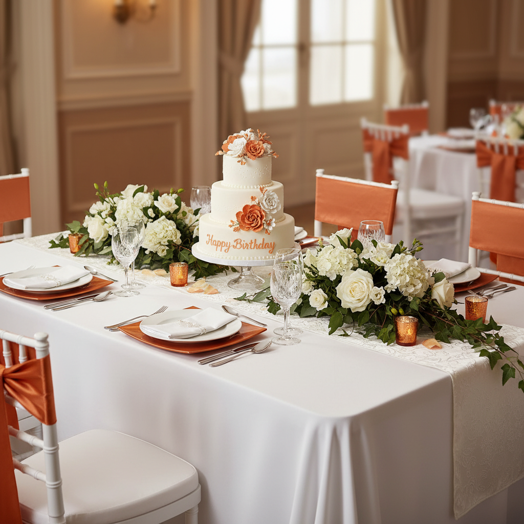 Standard Satin Chair Sash - Burnt Orange.