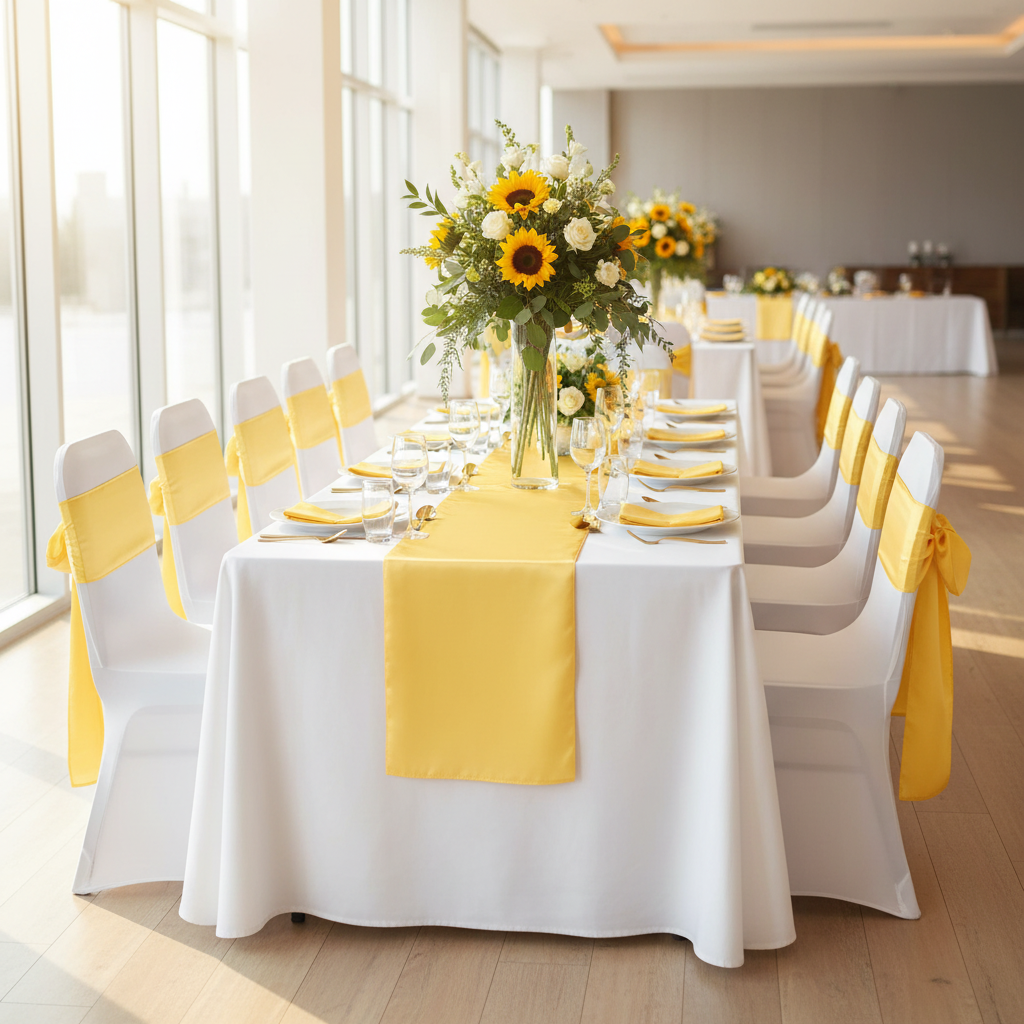 Standard Satin Chair Sash - Canary Yellow (Bright Yellow).