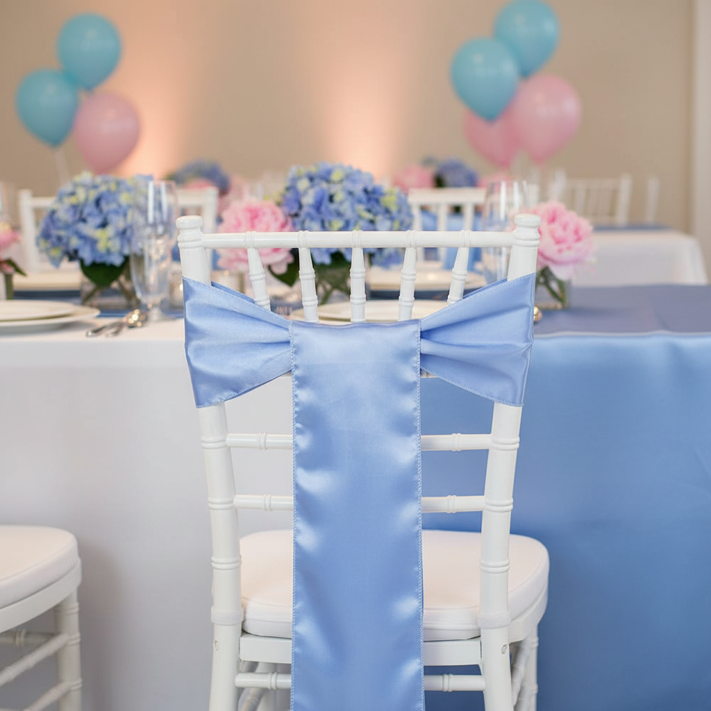 Standard Satin Chair Sash - Cornflower/Serenity.