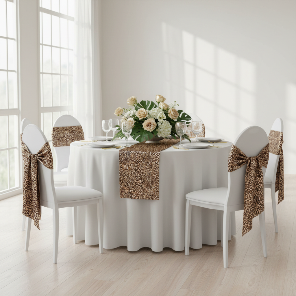 Standard Satin Chair Sash - Leopard.