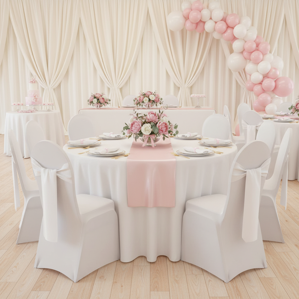 Standard Satin Chair Sash - White.