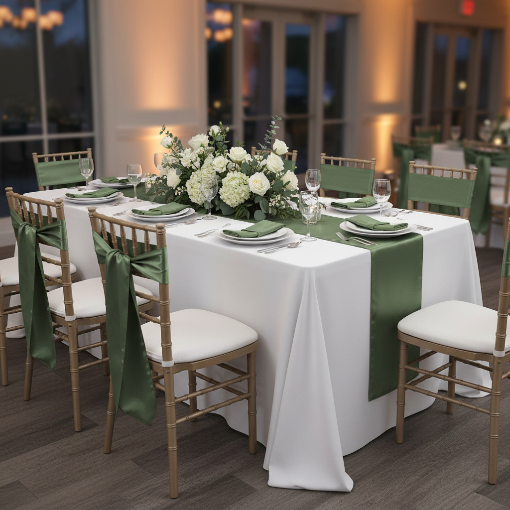Standard Satin Chair Sash - Willow Green.