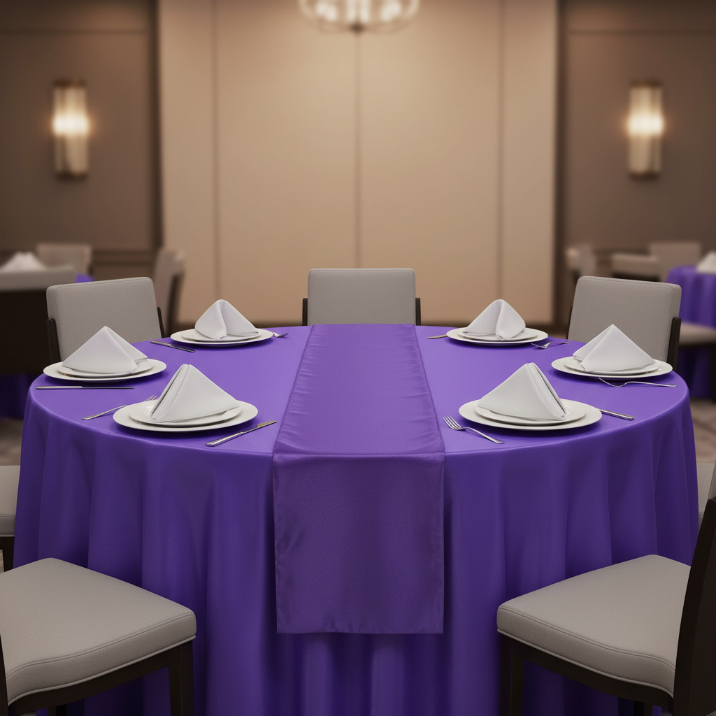 Taffeta Tablecloth 120" Round - Purple.