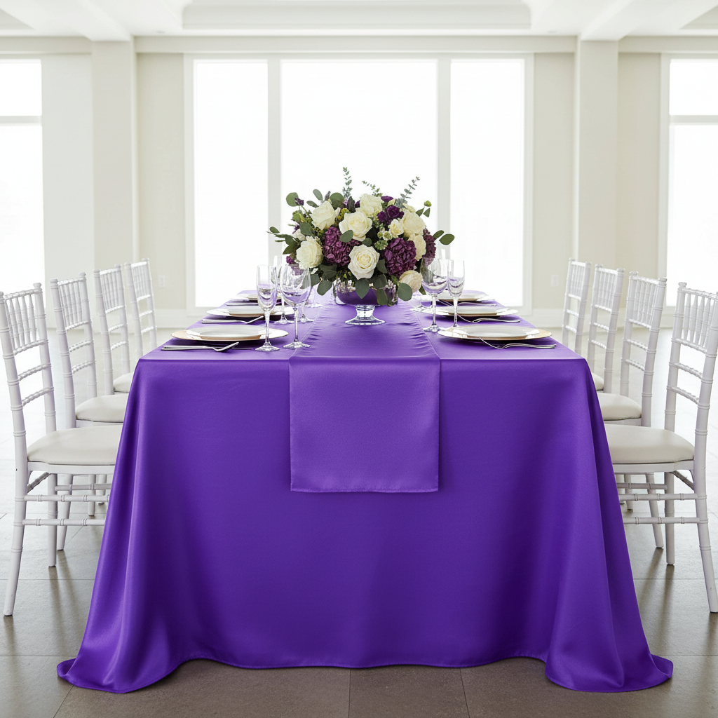 Taffeta Tablecloth 90"x132" Rectangular - Purple.