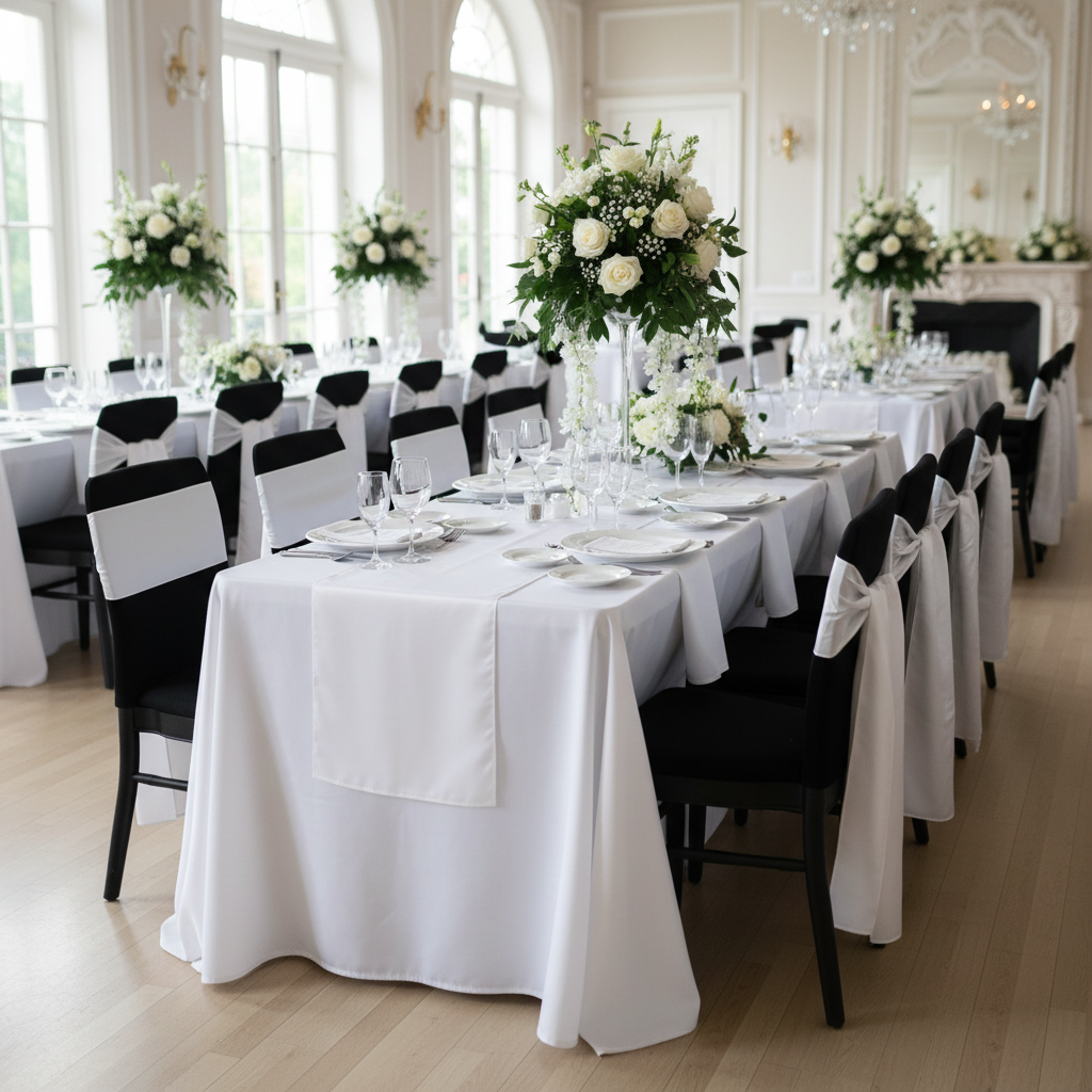 Taffeta Chair Sash/Tie - White.