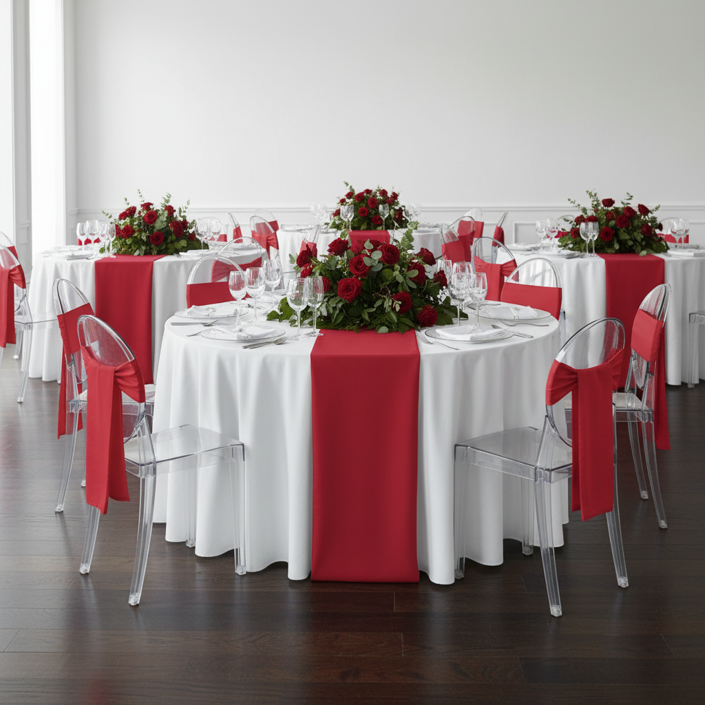 Taffeta Chair Sash/Tie - Red