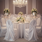 Taffeta Universal Self Tie Chair Cover - White in Luxurious Reception.