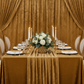 Velvet 10ft H x 52" W Drape/Backdrop Curtain Panel - Mustard Gold in Indoor Reception with Oval Chairs.