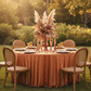 Velvet 120" Round Tablecloth - Rust in Outdoor Reception.