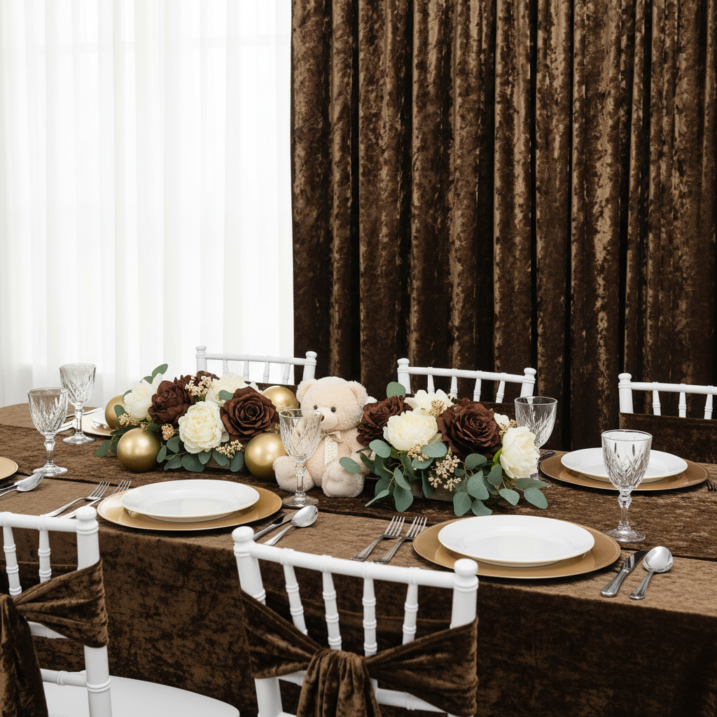Velvet 12ft H x 52" W Drape/Backdrop Curtain Panel - Chocolate.