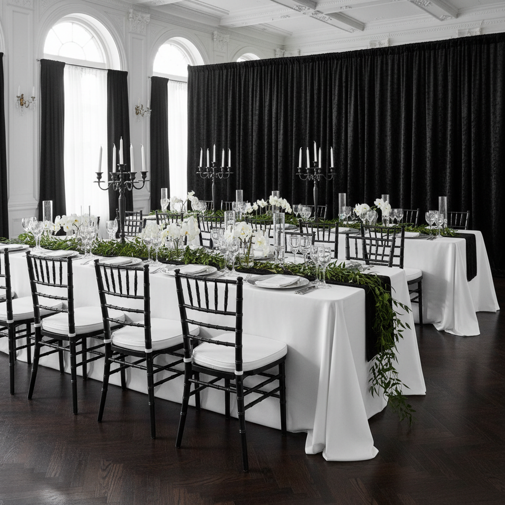 Velvet 14ft H x 52" W Drape/Backdrop Curtain Panel - Black.