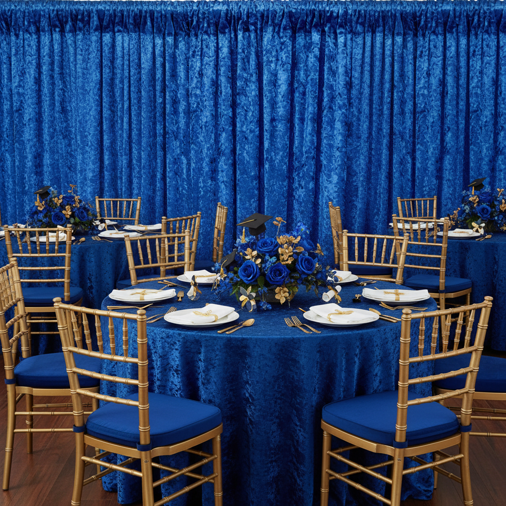 Velvet 14ft H x 52" W Drape/Backdrop Curtain Panel - Royal Blue.