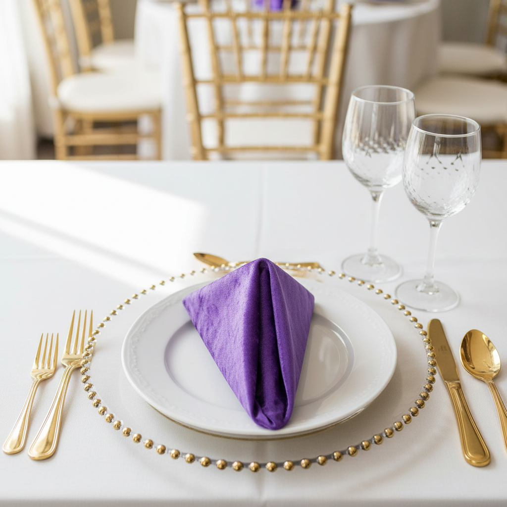 Velvet 20"x20" Linen Napkin - Purple.