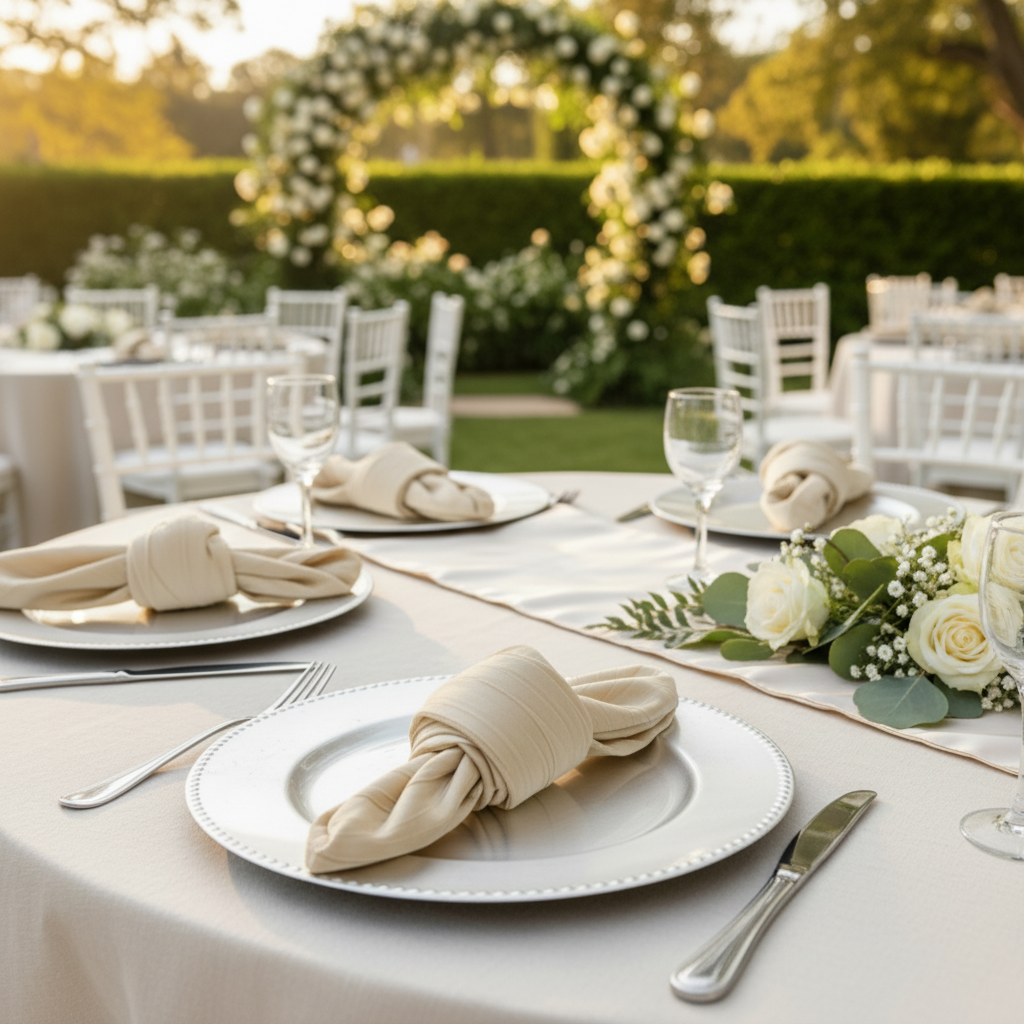 Velvet 20"x20" Linen Napkin - Ivory.