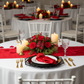 Velvet 20"x20" Linen Napkin - Red with White Chiavari Chairs.