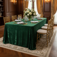 Velvet 90"x132" Rectangular Tablecloth - Emerald Green with Chiavari Chairs.