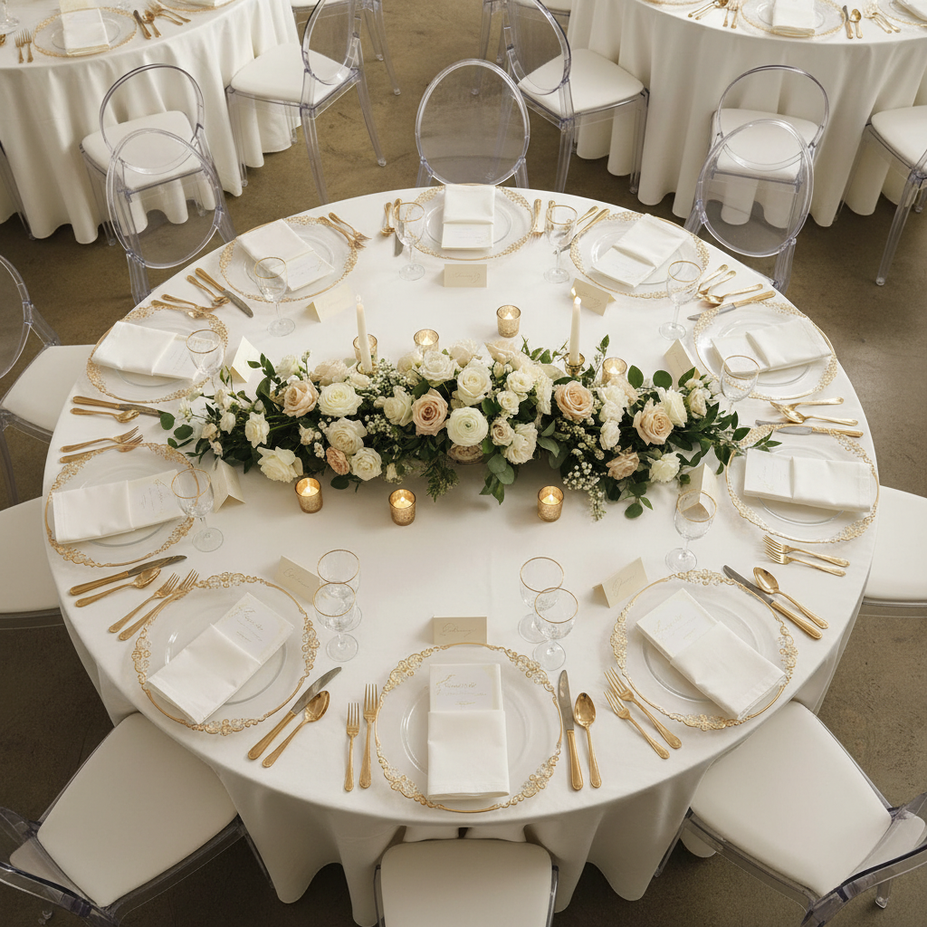 Vintage Round Charger Plate - Clear Gold-Trimmed.