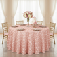 Wedding Rosette Satin 120" Round Tablecloth - Blush/Rose Gold.