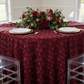 Wedding Rosette SATIN 120" Round Tablecloth - Burgundy.