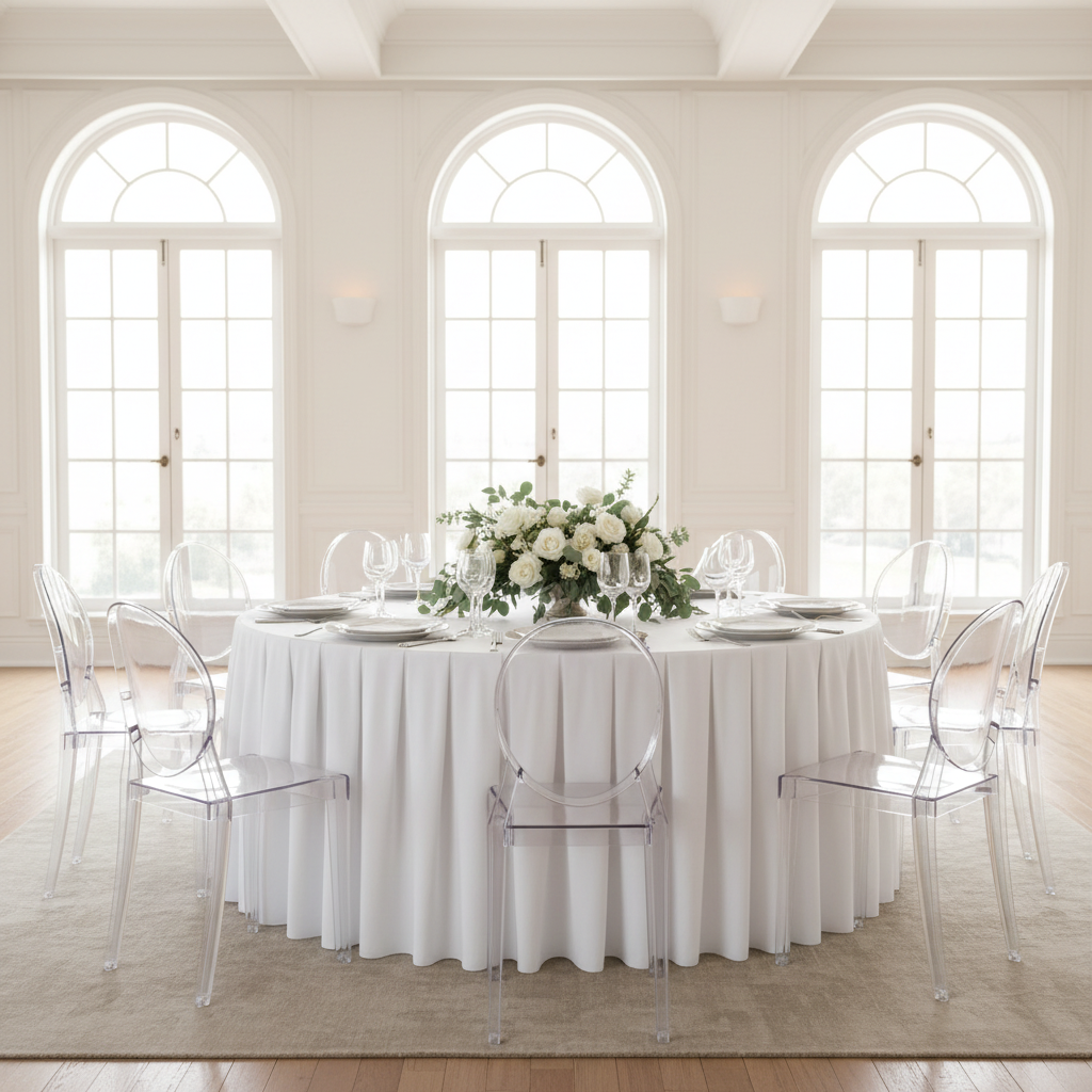 Polyester 14ft Table Skirt - White.