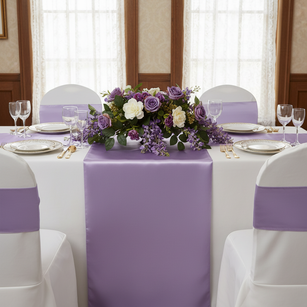 Wide Satin Chair Sash - Victorian Lilac/Wisteria.
