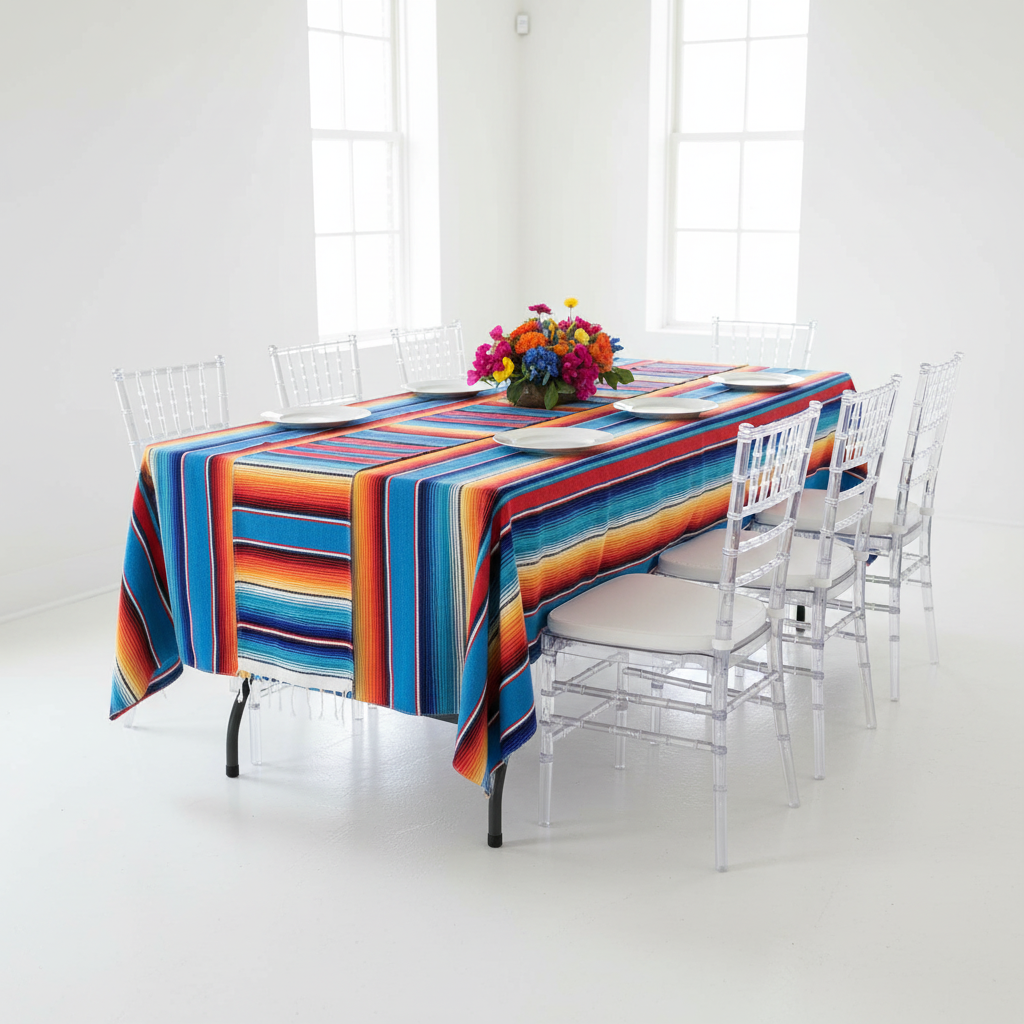 Woven Mexican Serape Tablecloth 57