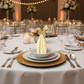 Satin Napkin 20"x20" - Yellow with Gold Chiavari Chairs.