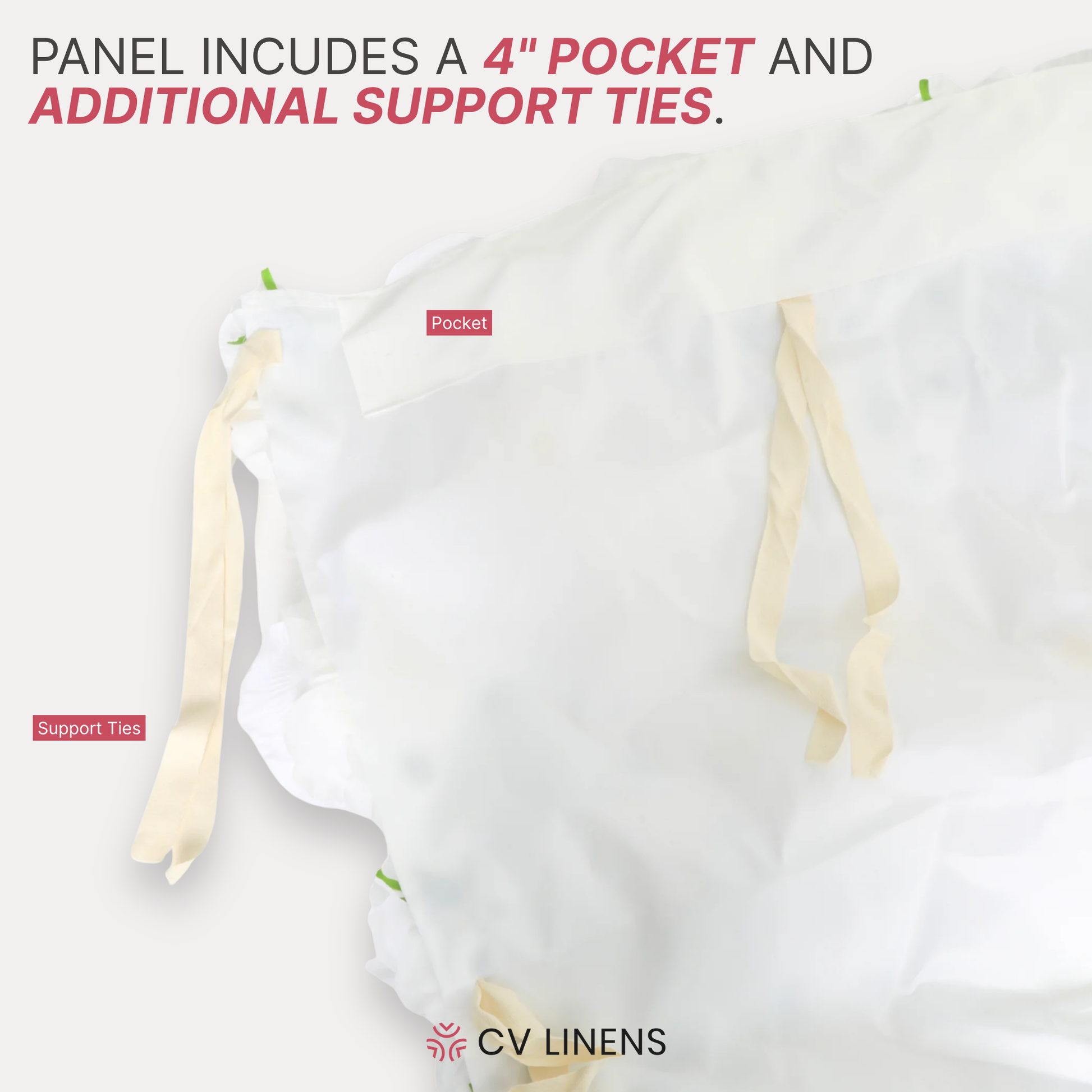 Luxe Roll Up Flower Wall Backdrop 8ft x 4ft White pocket and support ties