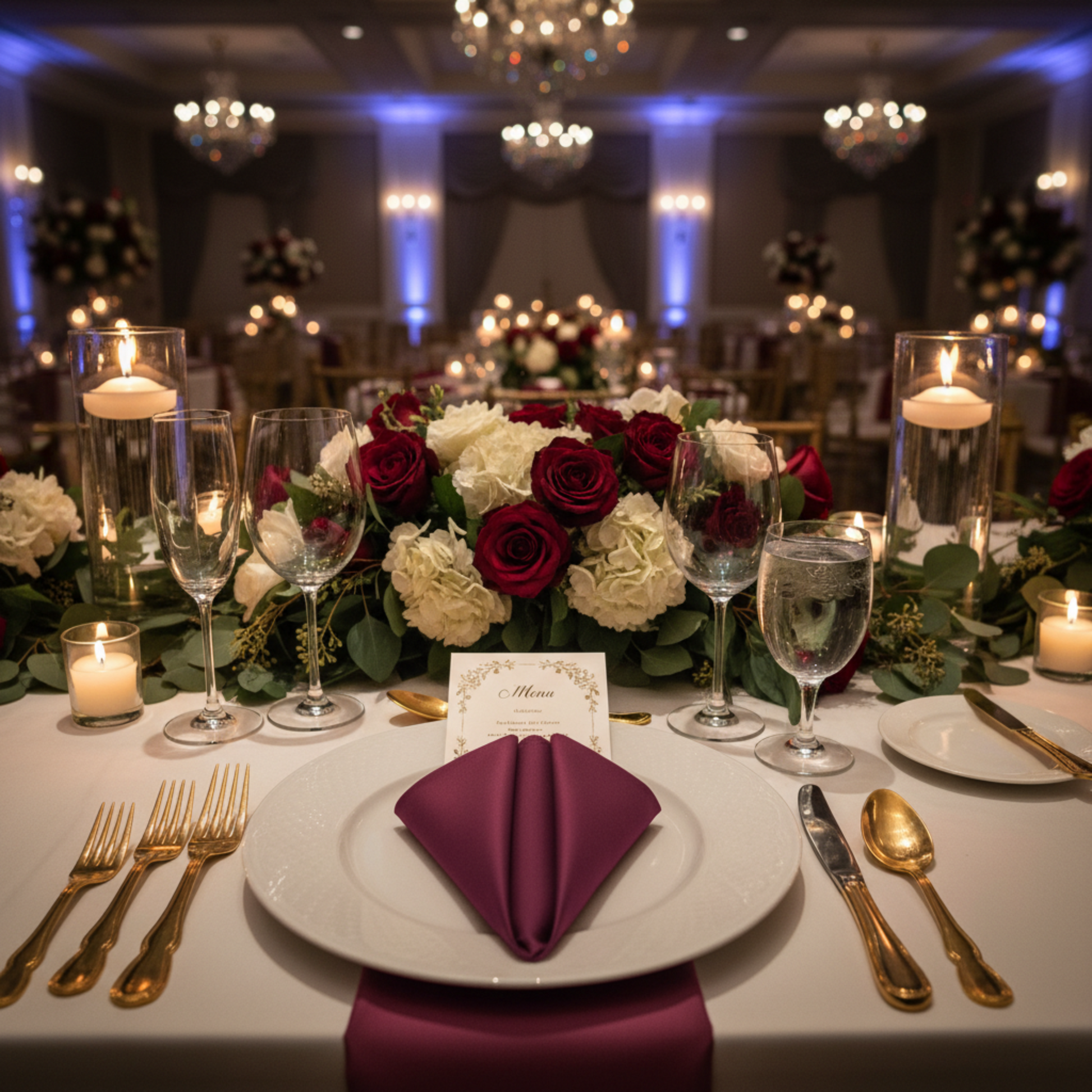 Mulberry Lamour Satin 20x20 Napkin – Indoor Wedding