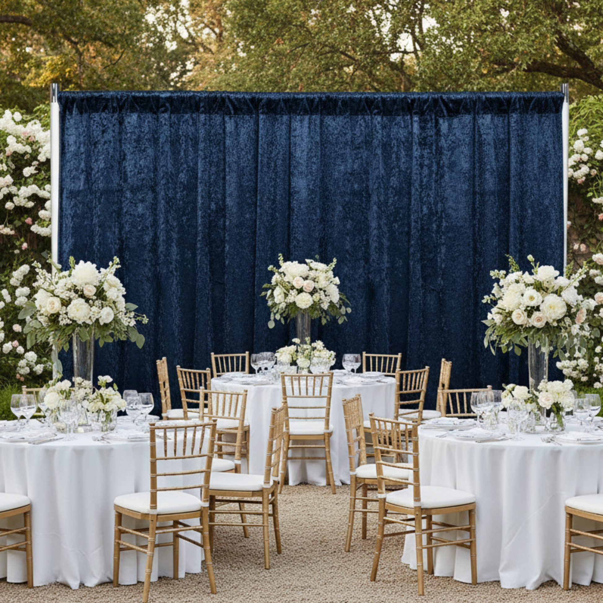 Navy Blue 10FT Velvet Drape – Outdoor Wedding
