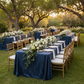Navy Blue Accordion Crinkle Taffeta 90x156 Rectanagular Tablecloth– Outdoor Wedding Reception