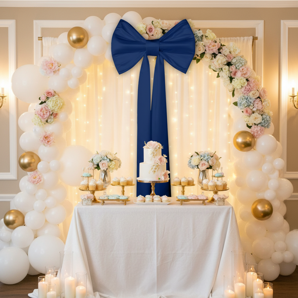 Navy Blue Giant Fabric Bow - Baby Shower