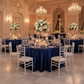 Navy Blue 132 Round Satin Tablecloth – Indoor Wedding Reception