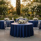 Navy Blue 132 Round Satin Tablecloth – Outdoor Wedding Reception