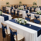 Navy Blue Satin Runner and Sash Indoor Wedding