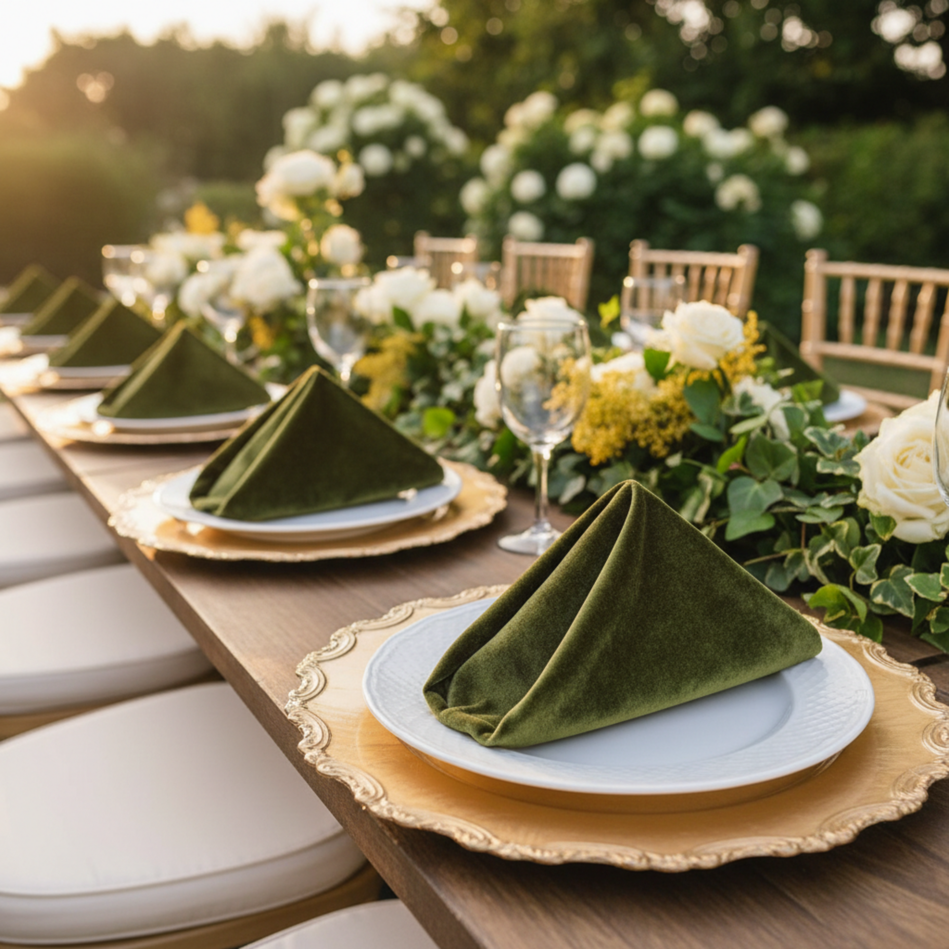 Olive Green Velvet Napkin