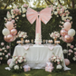 Outdoor Baby Shower - Pastel Pink Velvet Bow Backdrop